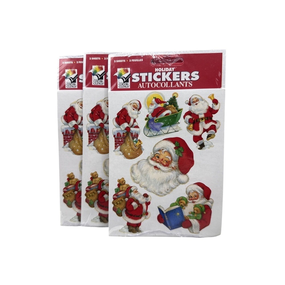 Holiday Stickers Autocollants Color-Clings Vintage Christmas 2003 NOS 3 Packages